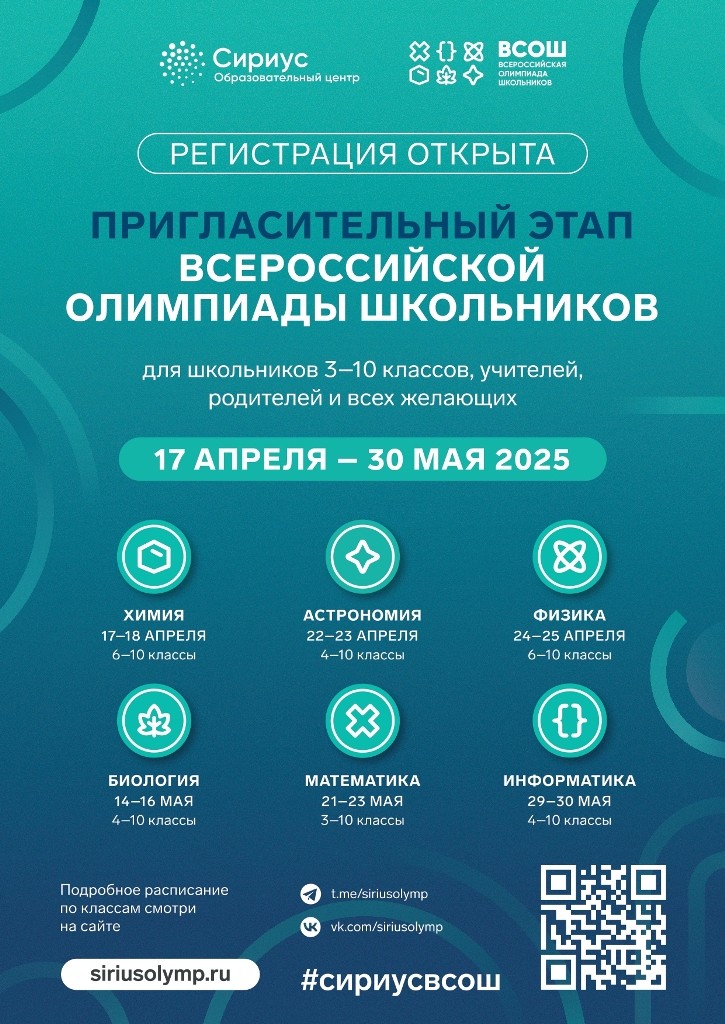 Подробнее о статье Пригласительный этап ВсОШ на платформе Сириус